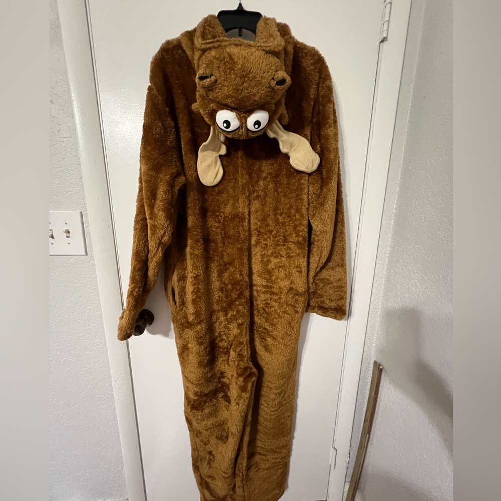 Men's Festive Brown Reindeer Costume with Hood - Picture 3 of 10